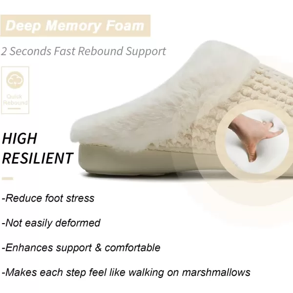 imageWateLves Womens Memory Foam Slippers Comfort WoolLike Plush Fleece Lined House Shoes for Indoor ampamp OutdoorBeige