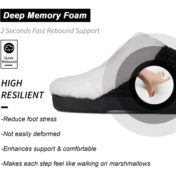 imageWateLves Womens Memory Foam Slippers Comfort WoolLike Plush Fleece Lined House Shoes for Indoor ampamp OutdoorBlack