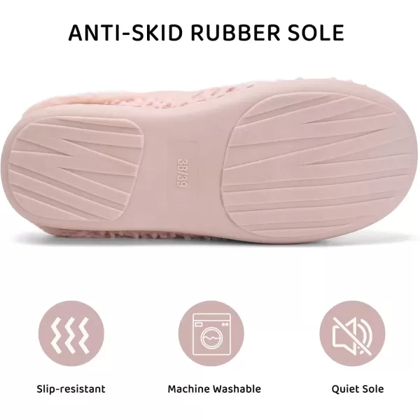 imageWateLves Womens Memory Foam Slippers Comfort WoolLike Plush Fleece Lined House Shoes for Indoor ampamp OutdoorBowPink