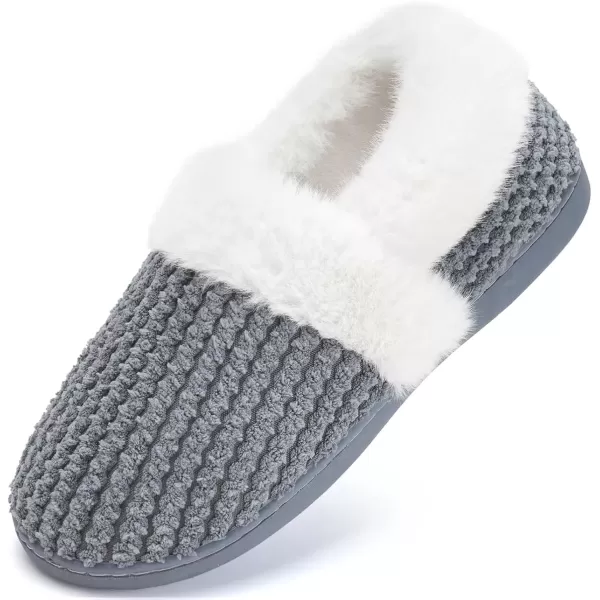 imageWateLves Womens Memory Foam Slippers Comfort WoolLike Plush Fleece Lined House Shoes for Indoor ampamp OutdoorClosed BackDark Gray