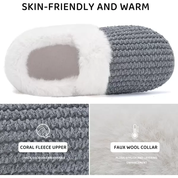 imageWateLves Womens Memory Foam Slippers Comfort WoolLike Plush Fleece Lined House Shoes for Indoor ampamp OutdoorClosed BackDark Gray