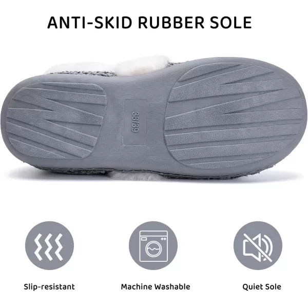 imageWateLves Womens Memory Foam Slippers Comfort WoolLike Plush Fleece Lined House Shoes for Indoor ampamp OutdoorClosed BackDark Gray