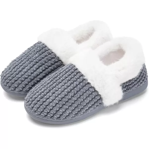 imageWateLves Womens Memory Foam Slippers Comfort WoolLike Plush Fleece Lined House Shoes for Indoor ampamp OutdoorClosed BackDark Gray