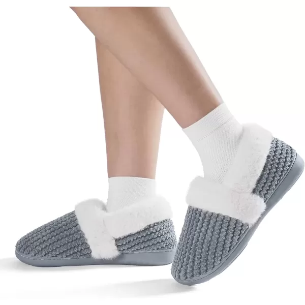 imageWateLves Womens Memory Foam Slippers Comfort WoolLike Plush Fleece Lined House Shoes for Indoor ampamp OutdoorClosed BackDark Gray