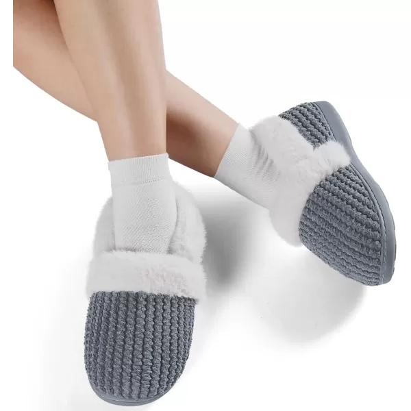 imageWateLves Womens Memory Foam Slippers Comfort WoolLike Plush Fleece Lined House Shoes for Indoor ampamp OutdoorClosed BackDark Gray