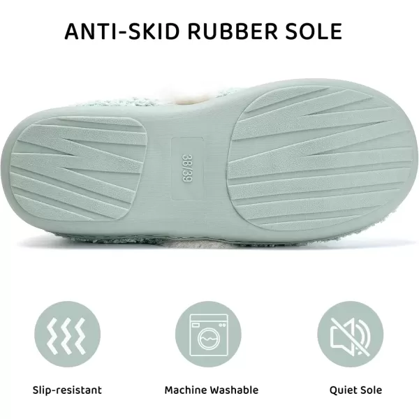 imageWateLves Womens Memory Foam Slippers Comfort WoolLike Plush Fleece Lined House Shoes for Indoor ampamp OutdoorClosed BackGreen