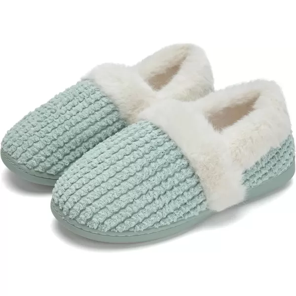 imageWateLves Womens Memory Foam Slippers Comfort WoolLike Plush Fleece Lined House Shoes for Indoor ampamp OutdoorClosed BackGreen
