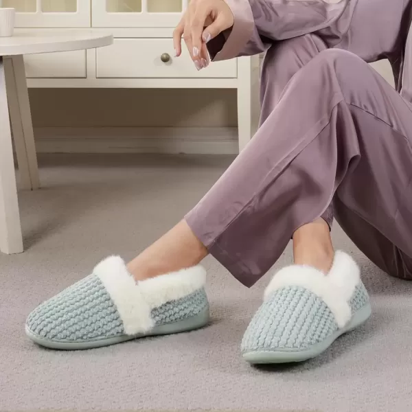 imageWateLves Womens Memory Foam Slippers Comfort WoolLike Plush Fleece Lined House Shoes for Indoor ampamp OutdoorClosed BackGreen