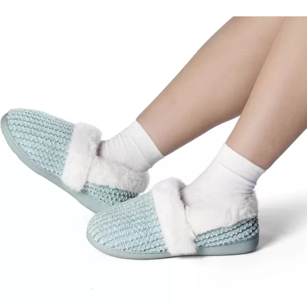 imageWateLves Womens Memory Foam Slippers Comfort WoolLike Plush Fleece Lined House Shoes for Indoor ampamp OutdoorClosed BackGreen