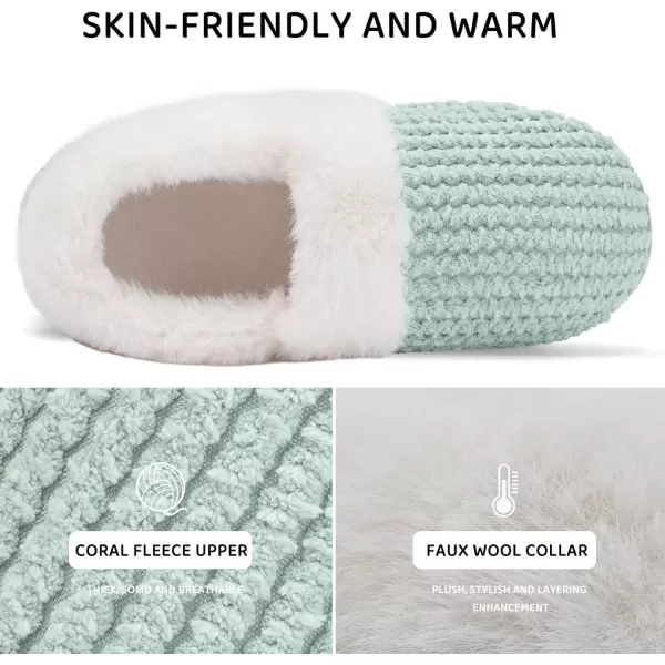 imageWateLves Womens Memory Foam Slippers Comfort WoolLike Plush Fleece Lined House Shoes for Indoor ampamp OutdoorClosed BackGreen