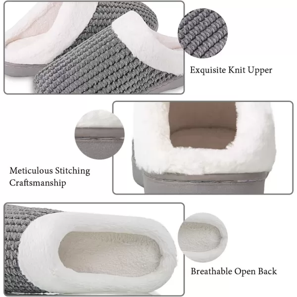 imageWateLves Womens Memory Foam Slippers Comfort WoolLike Plush Fleece Lined House Shoes for Indoor ampamp OutdoorDeep Gray