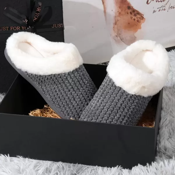 imageWateLves Womens Memory Foam Slippers Comfort WoolLike Plush Fleece Lined House Shoes for Indoor ampamp OutdoorDeep Gray