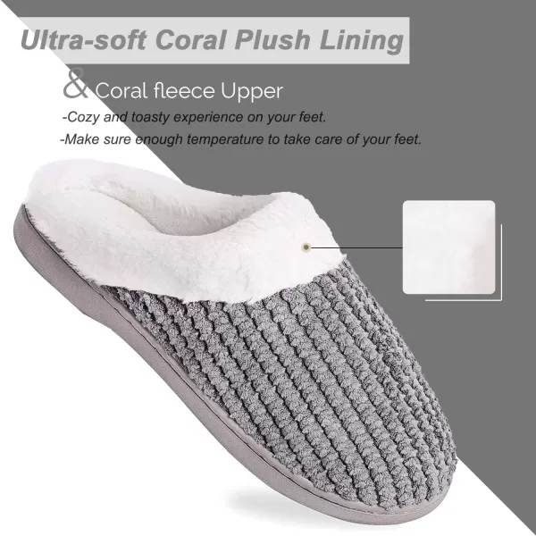 imageWateLves Womens Memory Foam Slippers Comfort WoolLike Plush Fleece Lined House Shoes for Indoor ampamp OutdoorDeep Gray