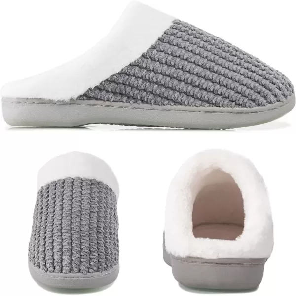 imageWateLves Womens Memory Foam Slippers Comfort WoolLike Plush Fleece Lined House Shoes for Indoor ampamp OutdoorDeep Gray