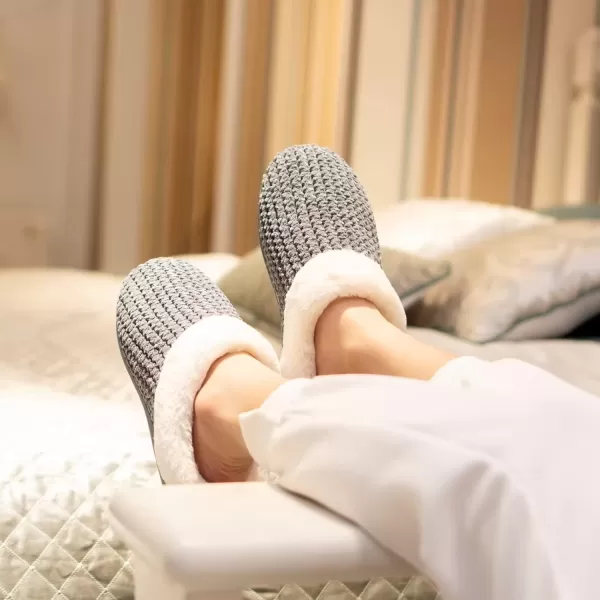 imageWateLves Womens Memory Foam Slippers Comfort WoolLike Plush Fleece Lined House Shoes for Indoor ampamp OutdoorDeep Gray