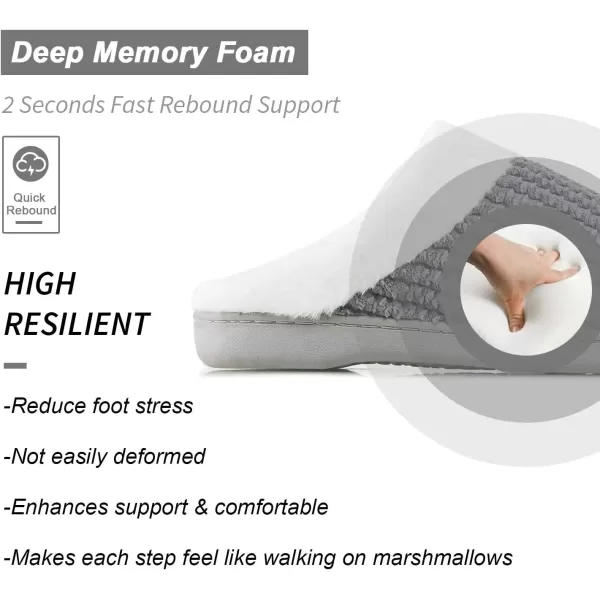 imageWateLves Womens Memory Foam Slippers Comfort WoolLike Plush Fleece Lined House Shoes for Indoor ampamp OutdoorDeep Gray