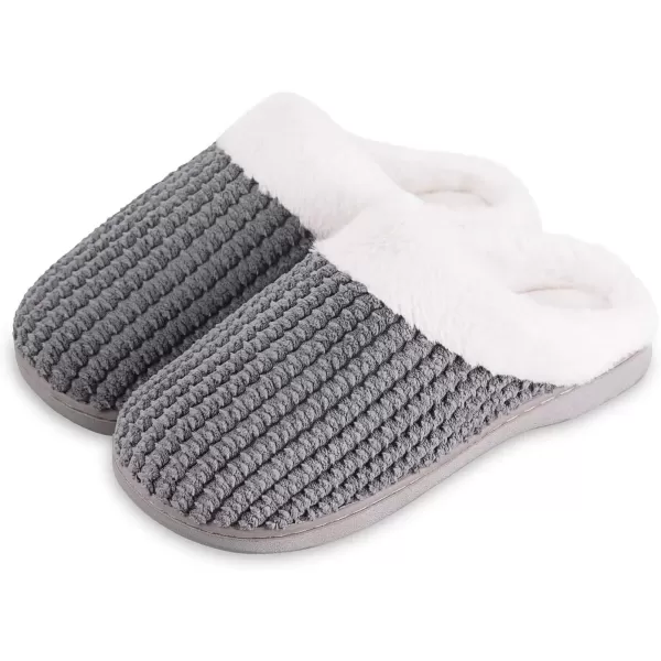 imageWateLves Womens Memory Foam Slippers Comfort WoolLike Plush Fleece Lined House Shoes for Indoor ampamp OutdoorDeep Gray