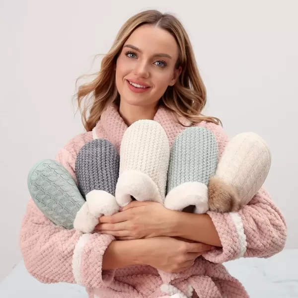 imageWateLves Womens Memory Foam Slippers Comfort WoolLike Plush Fleece Lined House Shoes for Indoor ampamp OutdoorGreen