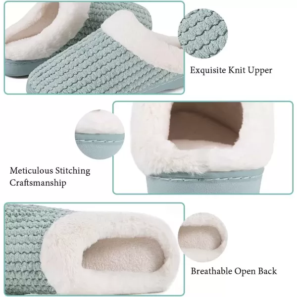 imageWateLves Womens Memory Foam Slippers Comfort WoolLike Plush Fleece Lined House Shoes for Indoor ampamp OutdoorGreen