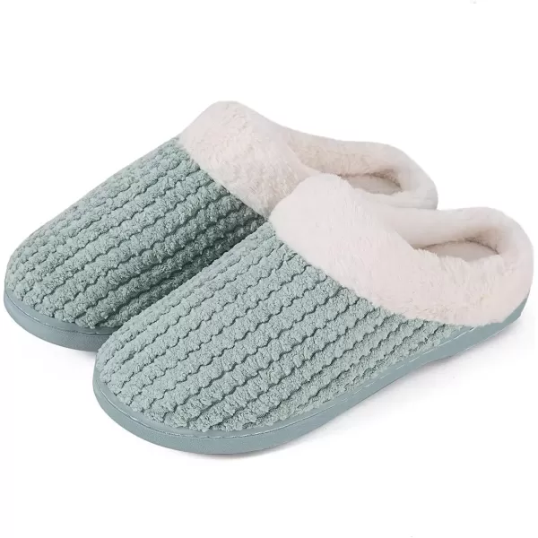 imageWateLves Womens Memory Foam Slippers Comfort WoolLike Plush Fleece Lined House Shoes for Indoor ampamp OutdoorGreen