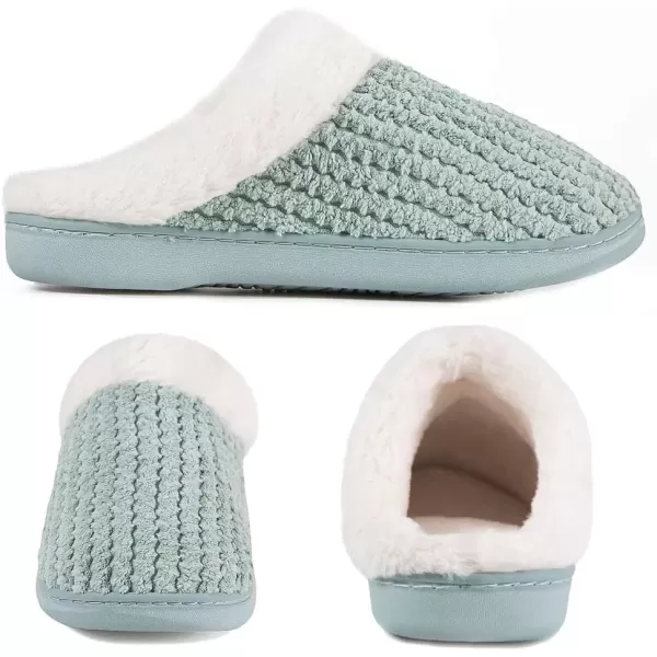 imageWateLves Womens Memory Foam Slippers Comfort WoolLike Plush Fleece Lined House Shoes for Indoor ampamp OutdoorGreen