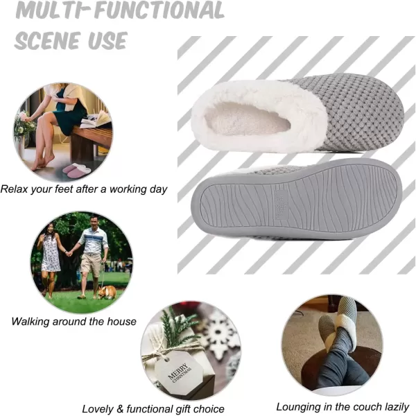 imageWateLves Womens Memory Foam Slippers Comfort WoolLike Plush Fleece Lined House Shoes for Indoor ampamp OutdoorGrey