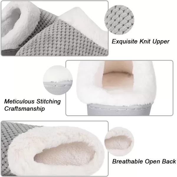 imageWateLves Womens Memory Foam Slippers Comfort WoolLike Plush Fleece Lined House Shoes for Indoor ampamp OutdoorGrey