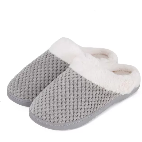 imageWateLves Womens Memory Foam Slippers Comfort WoolLike Plush Fleece Lined House Shoes for Indoor ampamp OutdoorGrey