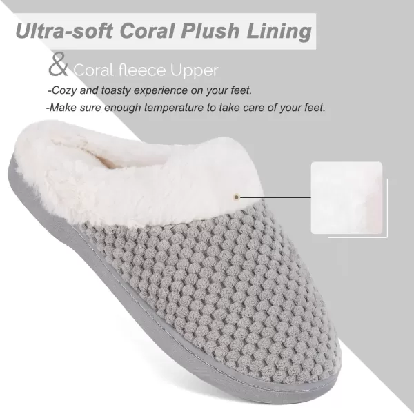 imageWateLves Womens Memory Foam Slippers Comfort WoolLike Plush Fleece Lined House Shoes for Indoor ampamp OutdoorGrey
