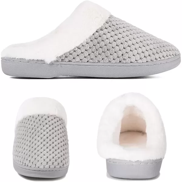 imageWateLves Womens Memory Foam Slippers Comfort WoolLike Plush Fleece Lined House Shoes for Indoor ampamp OutdoorGrey