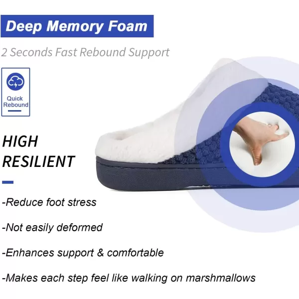 imageWateLves Womens Memory Foam Slippers Comfort WoolLike Plush Fleece Lined House Shoes for Indoor ampamp OutdoorNavy Blue