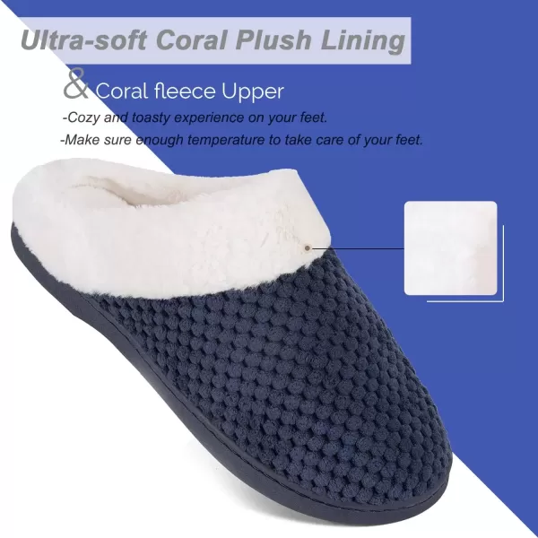 imageWateLves Womens Memory Foam Slippers Comfort WoolLike Plush Fleece Lined House Shoes for Indoor ampamp OutdoorNavy Blue