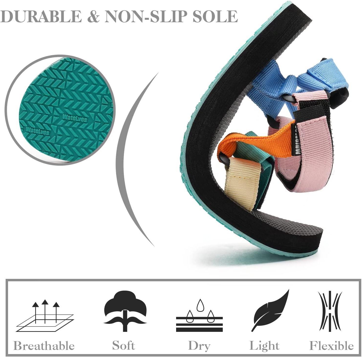 imageWateLves WomensSportSandals Outdoor Hiking Sandals withArchSupport Comfortable WebbingWaterAthletic BeachSandals for TravelWalkingTrekkingCampingColorful