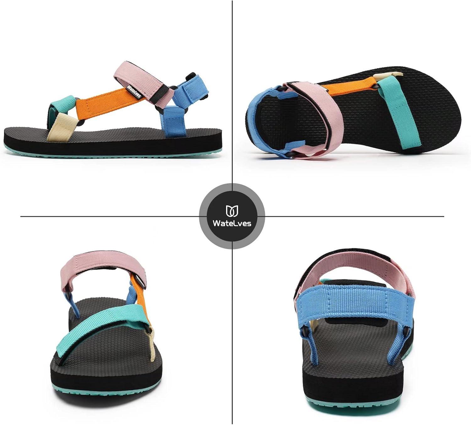 imageWateLves WomensSportSandals Outdoor Hiking Sandals withArchSupport Comfortable WebbingWaterAthletic BeachSandals for TravelWalkingTrekkingCampingColorful