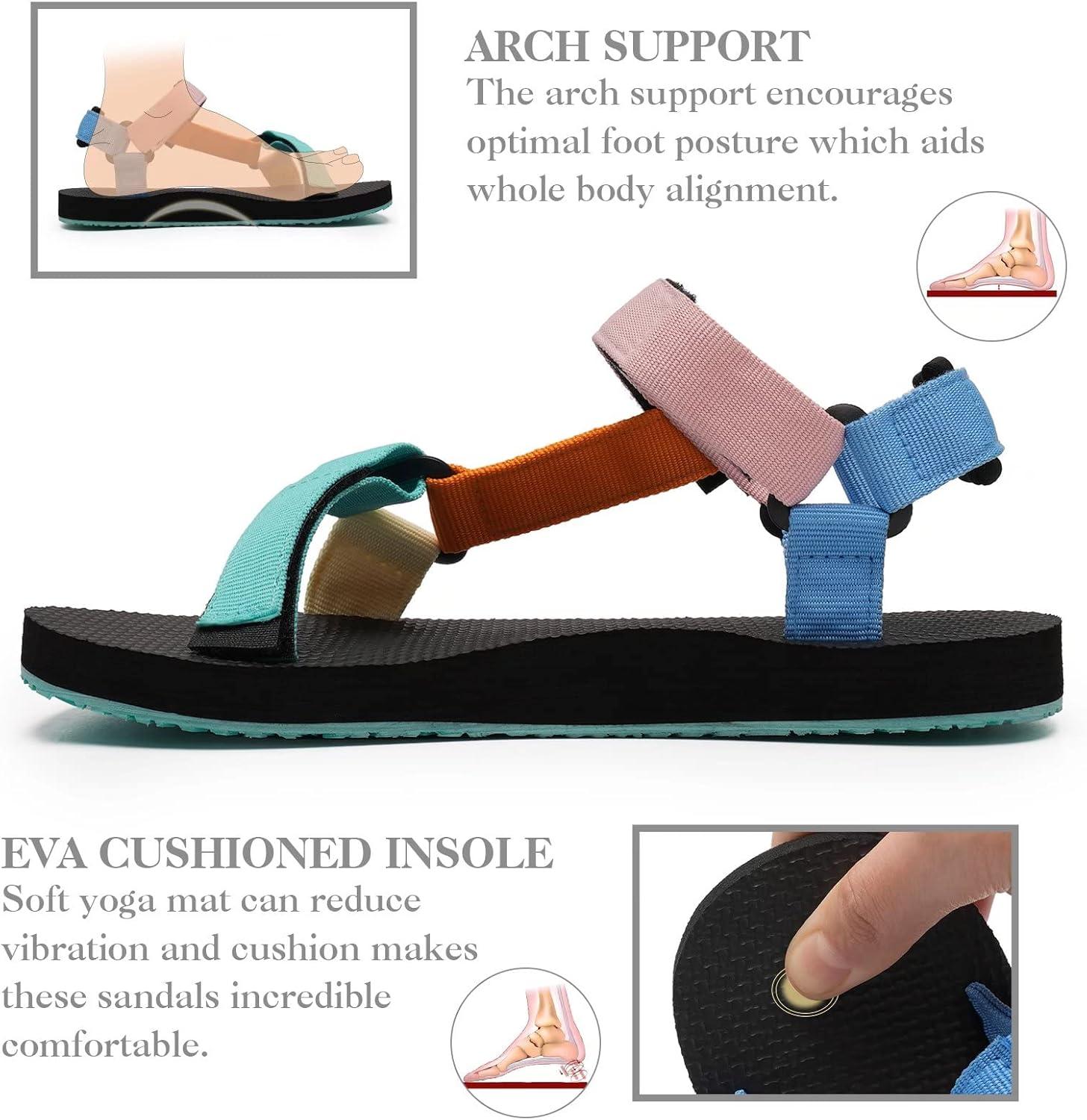 imageWateLves WomensSportSandals Outdoor Hiking Sandals withArchSupport Comfortable WebbingWaterAthletic BeachSandals for TravelWalkingTrekkingCampingColorful