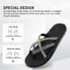 imageWomensFlipFlops Casual Comfortable thong Sandals with Cross Webbing YogaMat LightWeight Beachshoes WalkingTravel IndoorOutdoorLZ501Black white38
