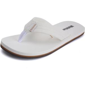 imageWateLves MensFlipFlopsThongSandalswithArchSupport LightweightWaterShoes OpenToe Comfort SummerBeachSlippers for PoolShowersDorms IndoorOutdoorLz304White