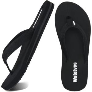 imageWateLves WomensFlipFlopsThongSandalsBeachShoes Light and Comfortable for Vacation02Black