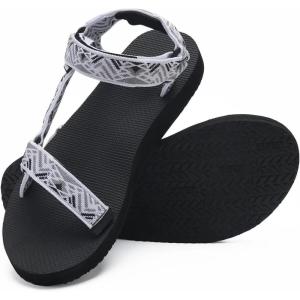 imageWateLves WomensSportSandals Outdoor Hiking Sandals withArchSupport Comfortable WebbingWaterAthletic BeachSandals for TravelWalkingTrekkingCampingWhitegrey