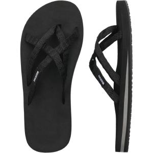 imageWomensFlipFlops Casual Comfortable thong Sandals with Cross Webbing YogaMat LightWeight Beachshoes WalkingTravel IndoorOutdoorLZ501Black38