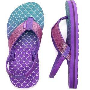 imageWateLves Girls ampamp Boys Kids Flip Flop summer Slide Sandals Slip on Suitable for Bath Shower Beach pool Little KidBig KidFish Scales Pink Purple