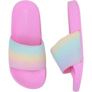 imageWateLves Girls ampamp Boys Slide Sandals Kids Summer Slippers Slip On for Outdoor Beach Pool Shower Little KidBig KidRainbow
