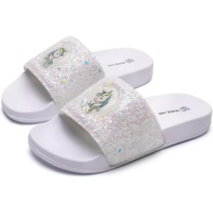 imageWateLves Girls ampamp Boys Slide Sandals Kids Summer Slippers Slip On for Outdoor Beach Pool Shower Little KidBig KidShiny Unicorn