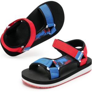 imageWateLves Kids Boys Girls Summer Outdoor Sandals for Adjustable Strap Open Toe Outdoor Beach ShoesBlue Red