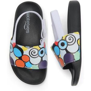 imageWateLves Toddler Boys Girls Slides Sandals for Swim Beach Kids Water Shoes Casual SlippersColorful Circle