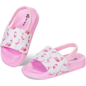 imageWateLves Toddler Boys Girls Slides Sandals for Swim Beach Kids Water Shoes Casual SlippersFlamingoPink