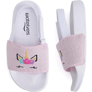 imageWateLves Toddler Boys Girls Slides Sandals for Swim Beach Kids Water Shoes Casual SlippersFly Woveunicorn