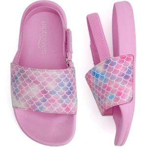 imageWateLves Toddler Boys Girls Slides Sandals for Swim Beach Kids Water Shoes Casual SlippersGlitter Fish Scale