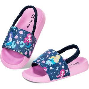 imageWateLves Toddler Boys Girls Slides Sandals for Swim Beach Kids Water Shoes Casual SlippersMermaidPink