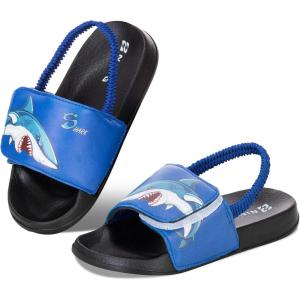 imageWateLves Toddler Boys Girls Slides Sandals for Swim Beach Kids Water Shoes Casual SlippersSharkBlack